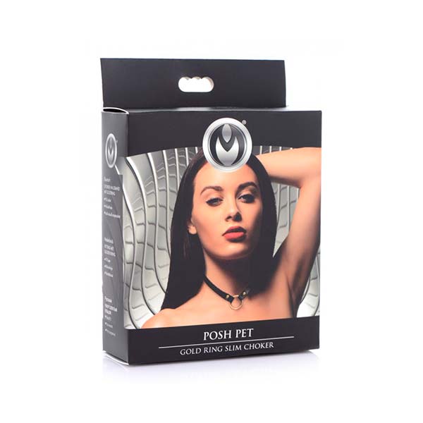 Gargantilla Fina con Anillo Dorado Para Mascotas Posh - Collar Bondage - Collar Kink - Envios discretos