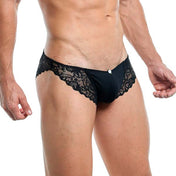 Bikini De Encajes - Negro - slip - calzoncillo - encaje - lenceria masculina - ropa interior de encaje