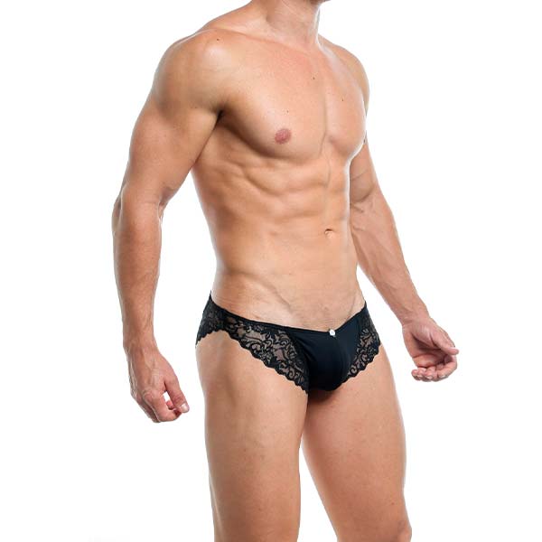 Bikini De Encajes - Negro - slip - calzoncillo - encaje - lenceria masculina - ropa interior de encaje