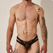 Bikini Lace Fabric - Negro - lenceria sexy hombre - encaje - ropa intima de malla hombre - calzoncillo