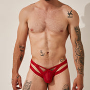 Bikini Lace Fabric - Rojo - lenceria sexy hombre - encaje - ropa intima de malla hombre - calzoncillo