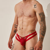 Bikini Lace Fabric - Rojo - lenceria sexy hombre - encaje - ropa intima de malla hombre - calzoncillo