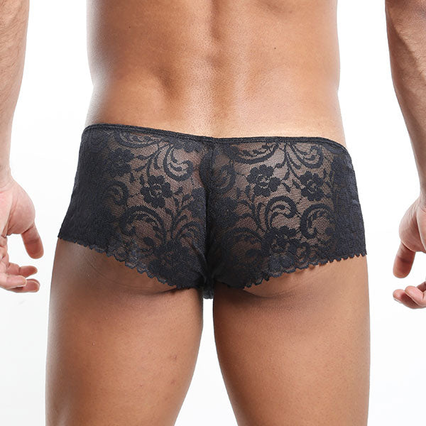 Bikini Mallas Negro - Boxer de encaje - lenceria transparente hombre - ropa interior masculina transparente - calzoncillo