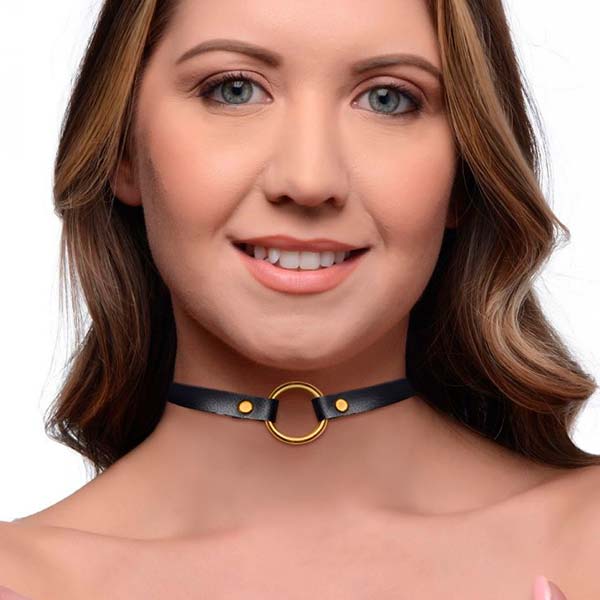 Gargantilla Fina con Anillo Dorado Para Mascotas Posh - Collar Bondage - Collar Kink - Envios discretos