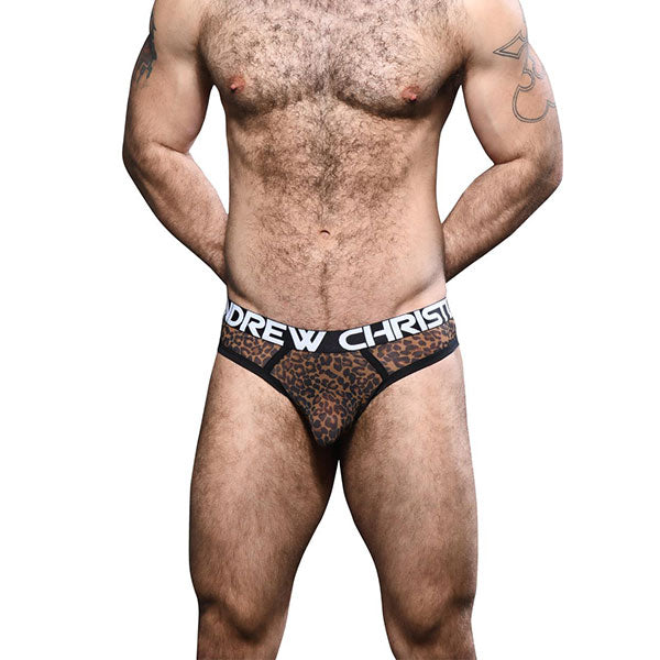 Leopard Mesh Thong ALMOST NAKED de Andrew Christian - Colaless o sutien masculino - Dominame.cl
