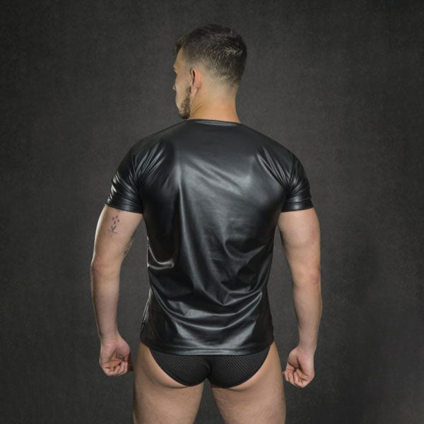 Polera Kinky Boy Negra - Polera de cuerina - camiseta manga corta