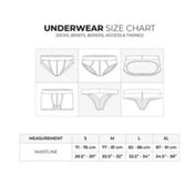 PUMP! Underwear & Swimwear - Sizes chart Underwear - Tabla de Tallas Ropa Interior pump! - Sexshop