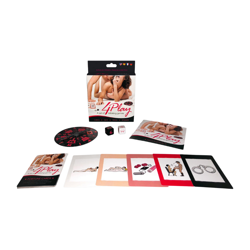 4Play - juego de cartas - ruleta - trompo -juego sexual - juego erotico - salir de la rutina - juego para parejas - placer en pareja - sexshop - dominame 