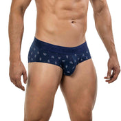 lenceria masculina - lenceria clasica - prenda clasica - prenda de algodon - lenceria azul - estampado - pretina elasticada - corte anatomico - ajuste perfecto - brief - slip - calzoncillo - clever - dominame - sexshop dominame