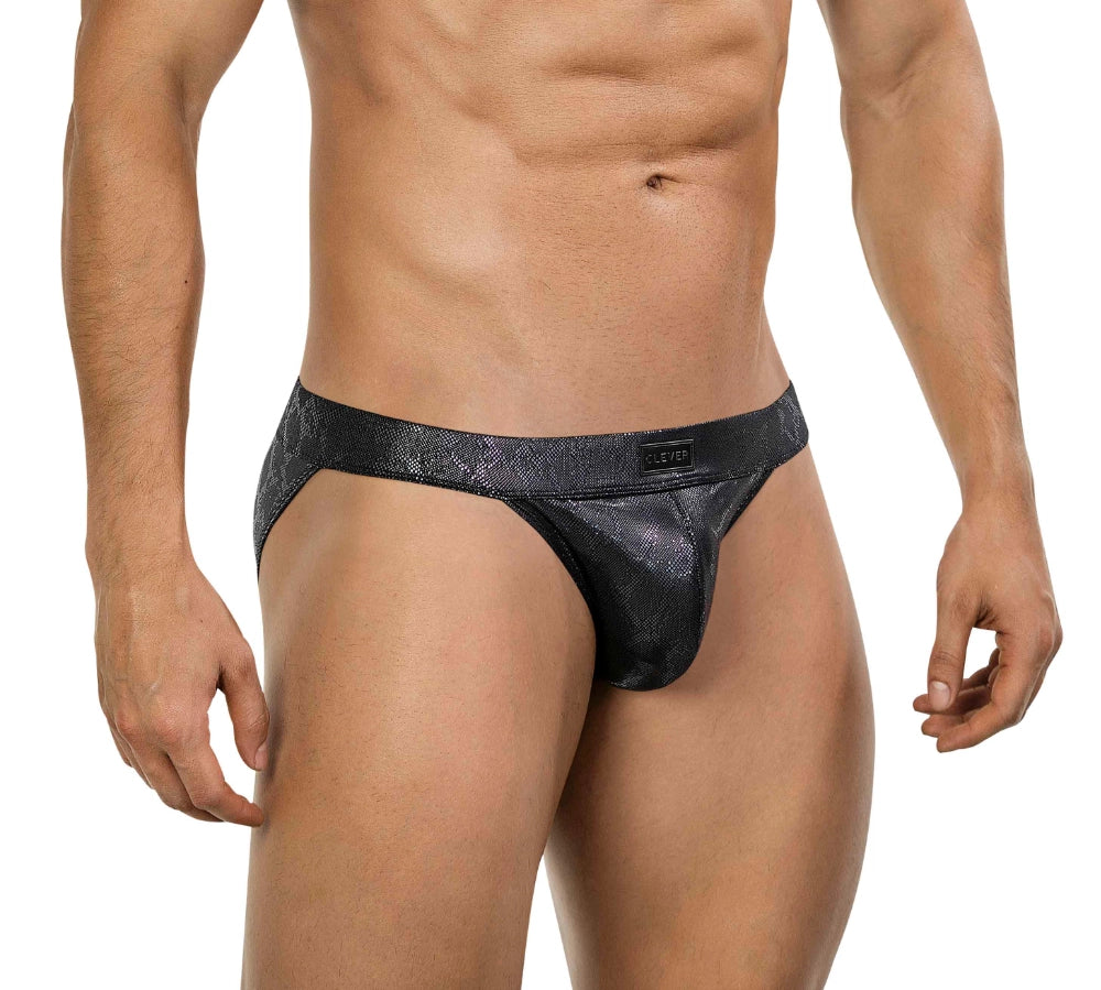 lenceria masculina - lenceria de hombre - renda erotica - enceria estampada - estampado de serpiente - lenceria negra - negro brillante - escamas de serpiente - prenda erotica - calce anatomico - lenceria levanta bulto - prenda sexy - clever - dominame - sexshop dominame 