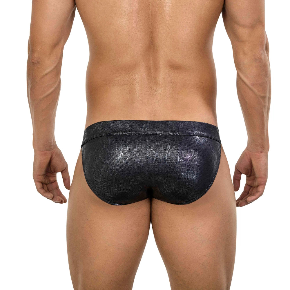 lenceria masculina - lenceria de hombre - renda erotica - enceria estampada - estampado de serpiente - lenceria negra - negro brillante - escamas de serpiente - prenda erotica - calce anatomico - lenceria levanta bulto - prenda sexy - clever - dominame - sexshop dominame 