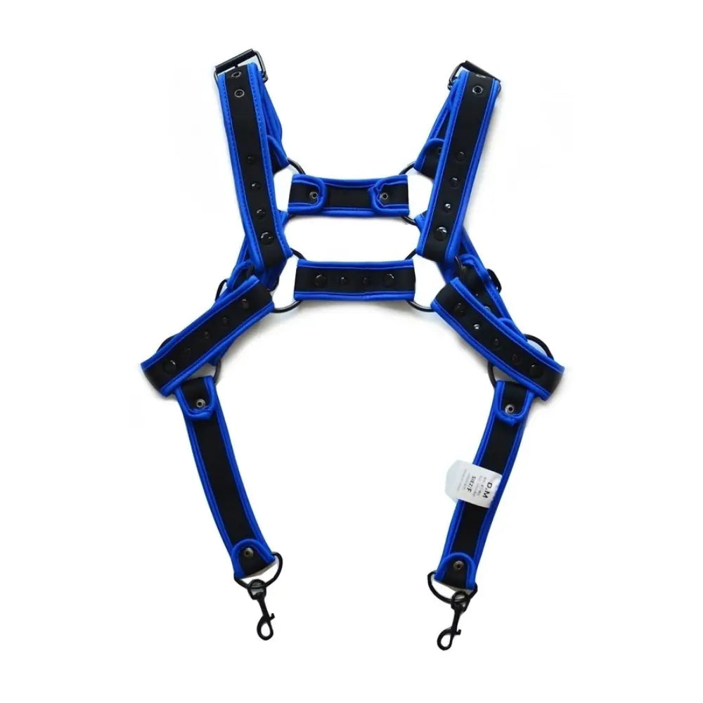 Arnés de neopreno - Neo Chest - bdsmaster - arnes fetichista - accesorio sexy - arnes sexi - broche metalico - arnes ajustable - bdsm - dominacion - sumicion - sexshop - dominame - tienda erotica - sexi shop - tienda erotica - lenceria erotica - azul - arnes azul - accesorio azul 