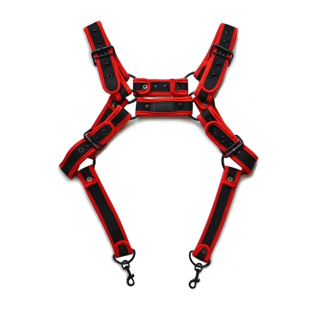 Arnés de neopreno - Neo Chest - bdsmaster - arnes fetichista - accesorio sexy - arnes sexi - broche metalico - arnes ajustable - bdsm - dominacion - sumicion - sexshop - dominame - tienda erotica - sexi shop - tienda erotica - lenceria erotica - rojo - arnes rojo - accesorio rojo