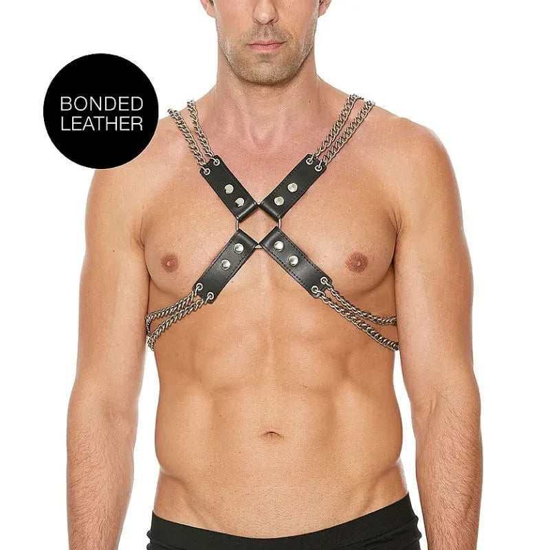 Arnes de cadenas O-Ring - Burgundy de Ouch! - Chain And Chain Harness - Bondage - Sexshop Dominame.cl - OU554BLK