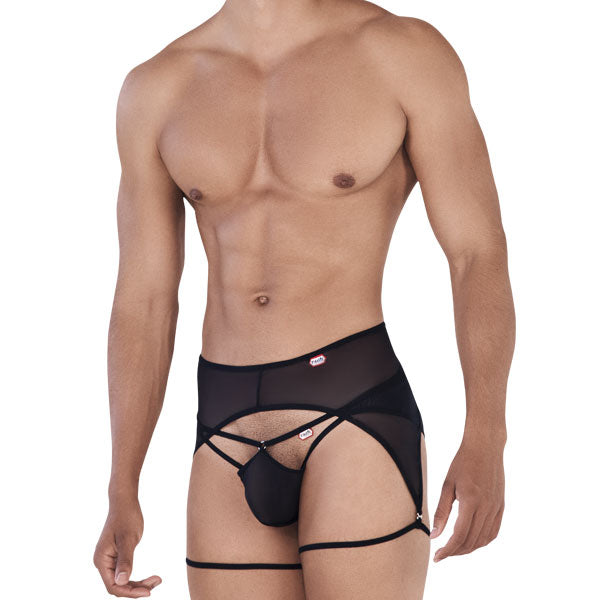 Attila Garter Jockstrap Black - jock - lenceria masculina - suspensorio hombre - ropa interior de hombre - portaligas