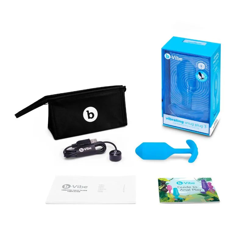 B-Vibe Vibrador snug plug large blue - estimulador anal vibrante - Sexshop dominame.cl - BV-035