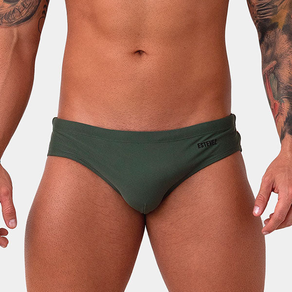 BAÑADOR ESTEVEZ VERDE MILITAR - traje de baño - sunga de baño - calzoncillo para bañador