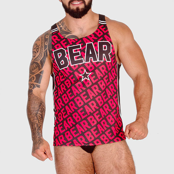 BEAR RED TANK - polera sin mangas - musculosa - camiseta sin mangas - Polera osos