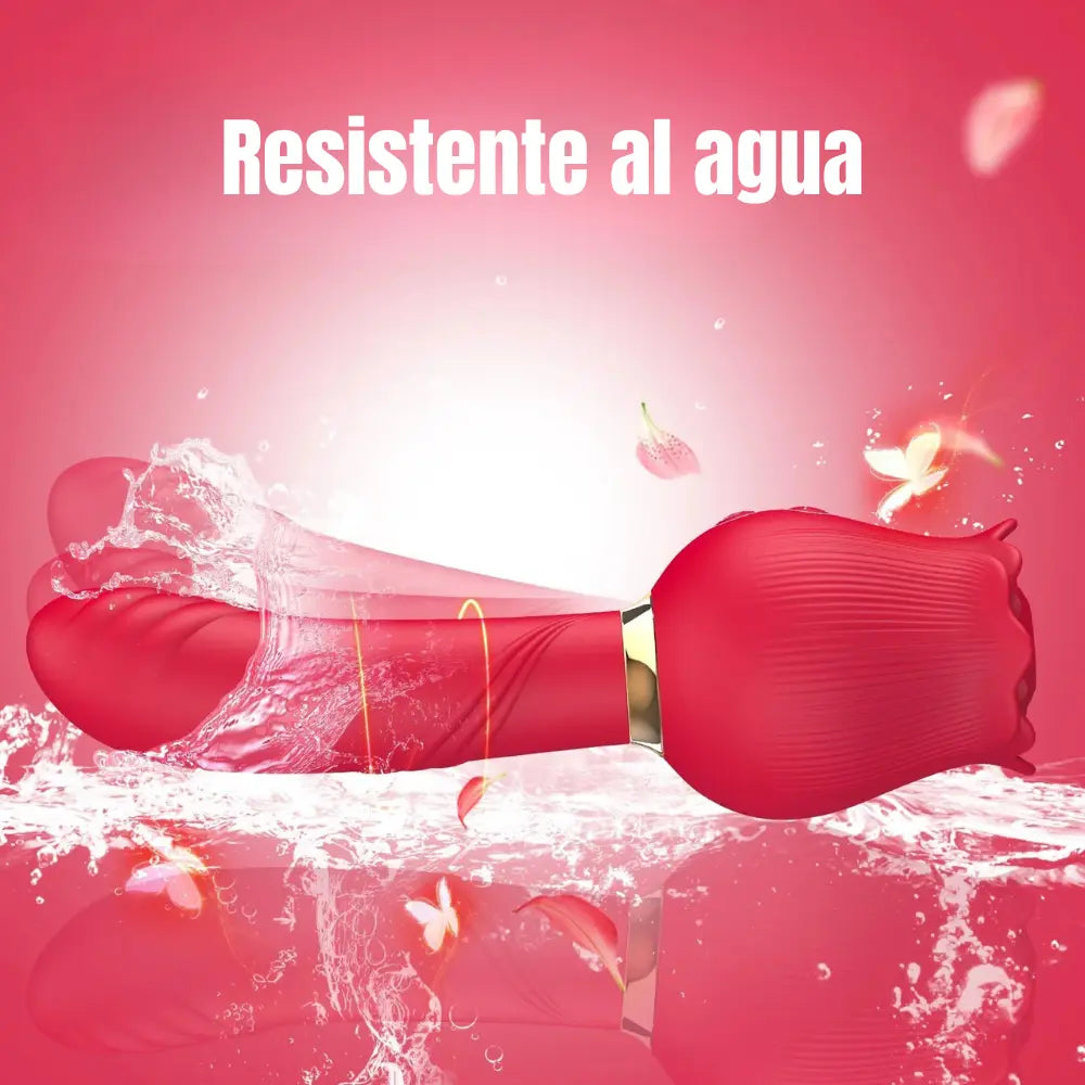 estimulador dual - succionador - vibrador - rosa estimulante - doble placer - rosa succionadora - mango vibrante - vulva - punto g - clítoris - sexshop - dominame
