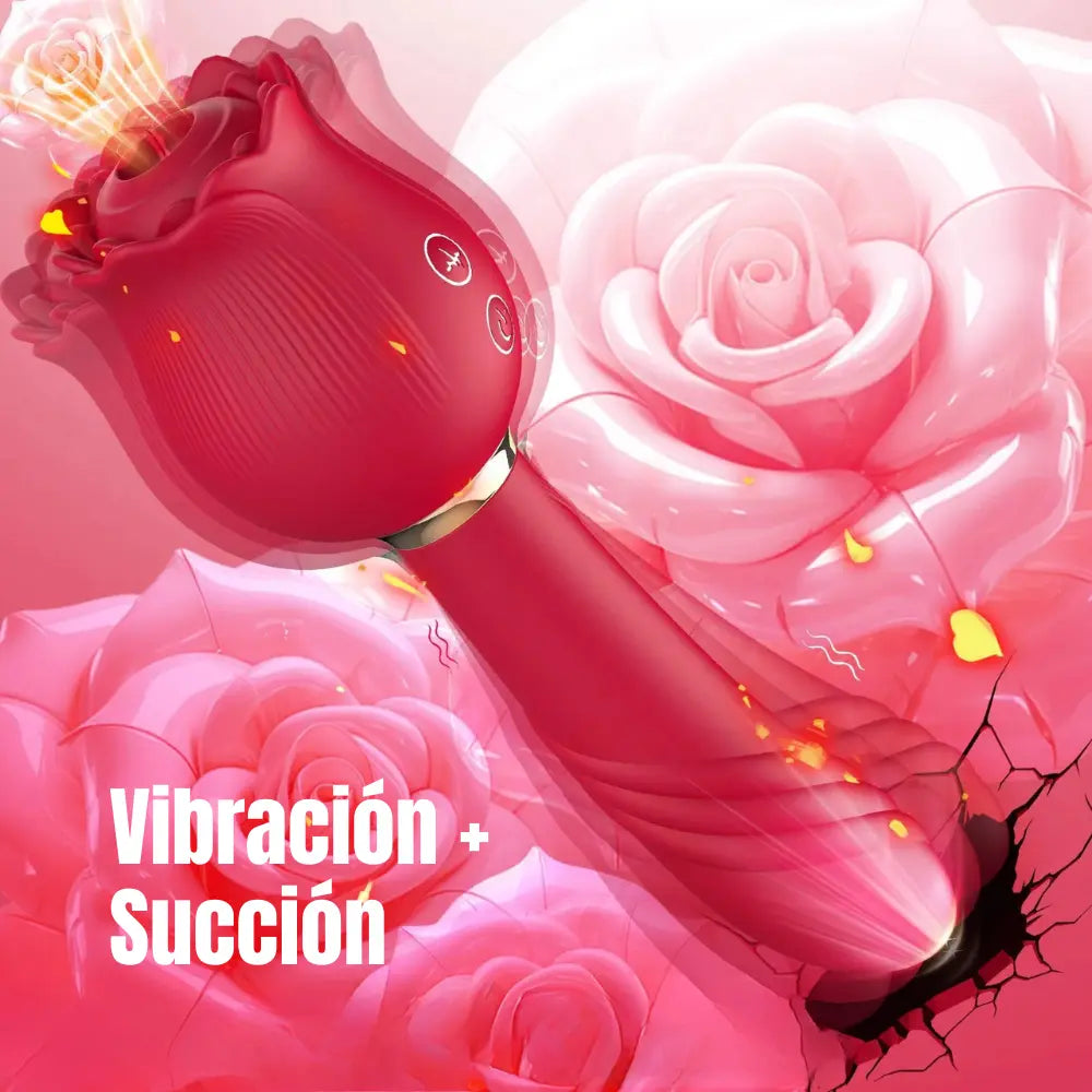 estimulador dual - succionador - vibrador - rosa estimulante - doble placer - rosa succionadora - mango vibrante - vulva - punto g - clítoris - sexshop - dominame