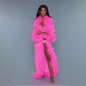 Bata de plumas Glamour Rosa - lenceria femenina sensual - ropa intima mujer sensual