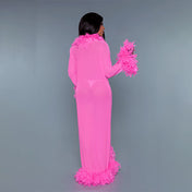 Bata de plumas Glamour Rosa - lenceria femenina sensual - ropa intima mujer sensual