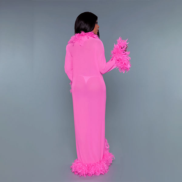 Bata de plumas Glamour Rosa - lenceria femenina sensual - ropa intima mujer sensual