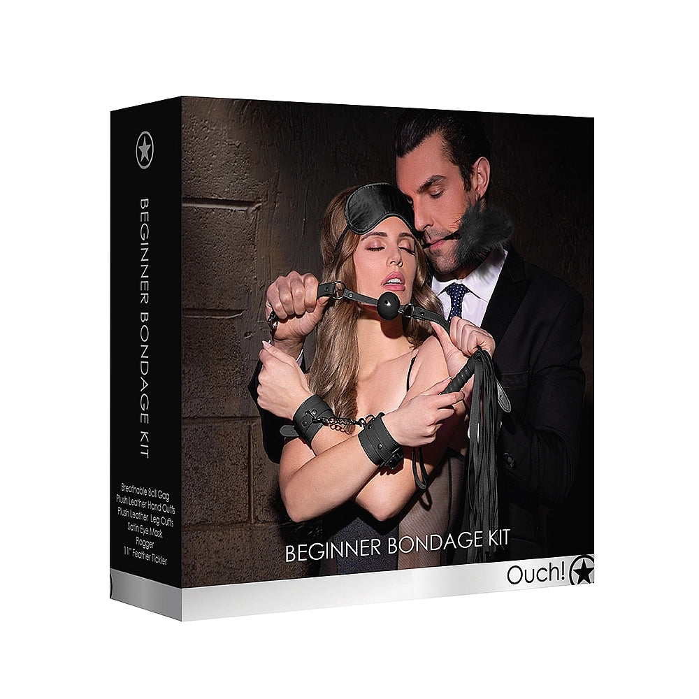 kit de dominacion - set begginer bondage - kit de sumicion - inicios en el bdsm - kit de principiante - mordaza - latigo - fusta - cuerina - muñequeras - antifaz - plumas - contacto suave - masoquismo - ouch - dominame - sexshop dominame 