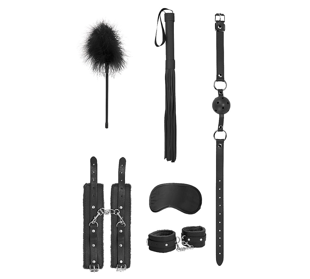 kit de dominacion - set begginer bondage - kit de sumicion - inicios en el bdsm - kit de principiante - mordaza - latigo - fusta - cuerina - muñequeras - antifaz - plumas - contacto suave - masoquismo - ouch - dominame - sexshop dominame 