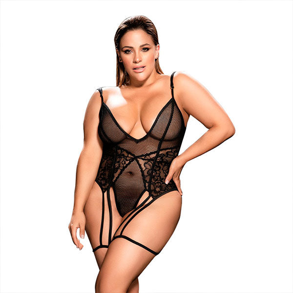 Bodie De Mallas Negro - Lenceria encaje xl - ropa interior femenina - ropa sexy para mujer