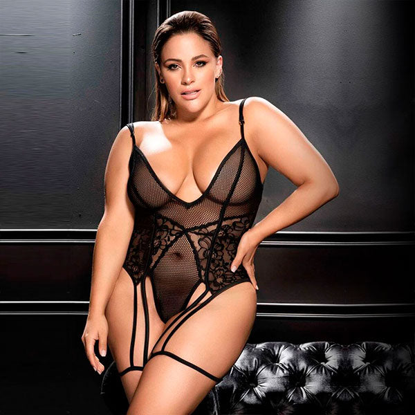 Bodie De Mallas Negro - Lenceria encaje xl - ropa interior femenina - ropa sexy para mujer