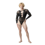 body de encaje - body de malla - abertura central - body negro - modelo siempre lista - relaciones sexuales - abertura intima - encaje erotico - lenceria sensual - seduccion - placer en pareja - sexshop dominame - dominame 