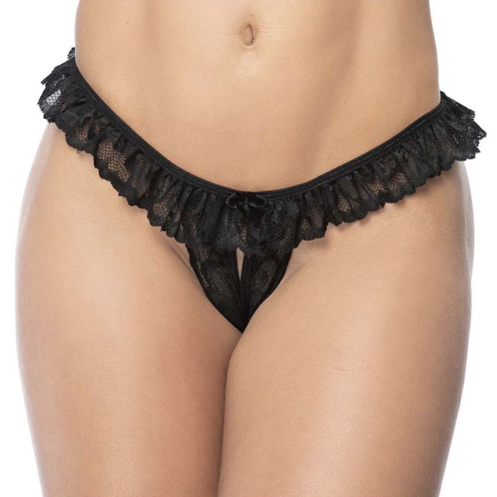 Braguita sexy de encaje Ruffle - calzon con obertura - pantys - lenceria sexy mujer