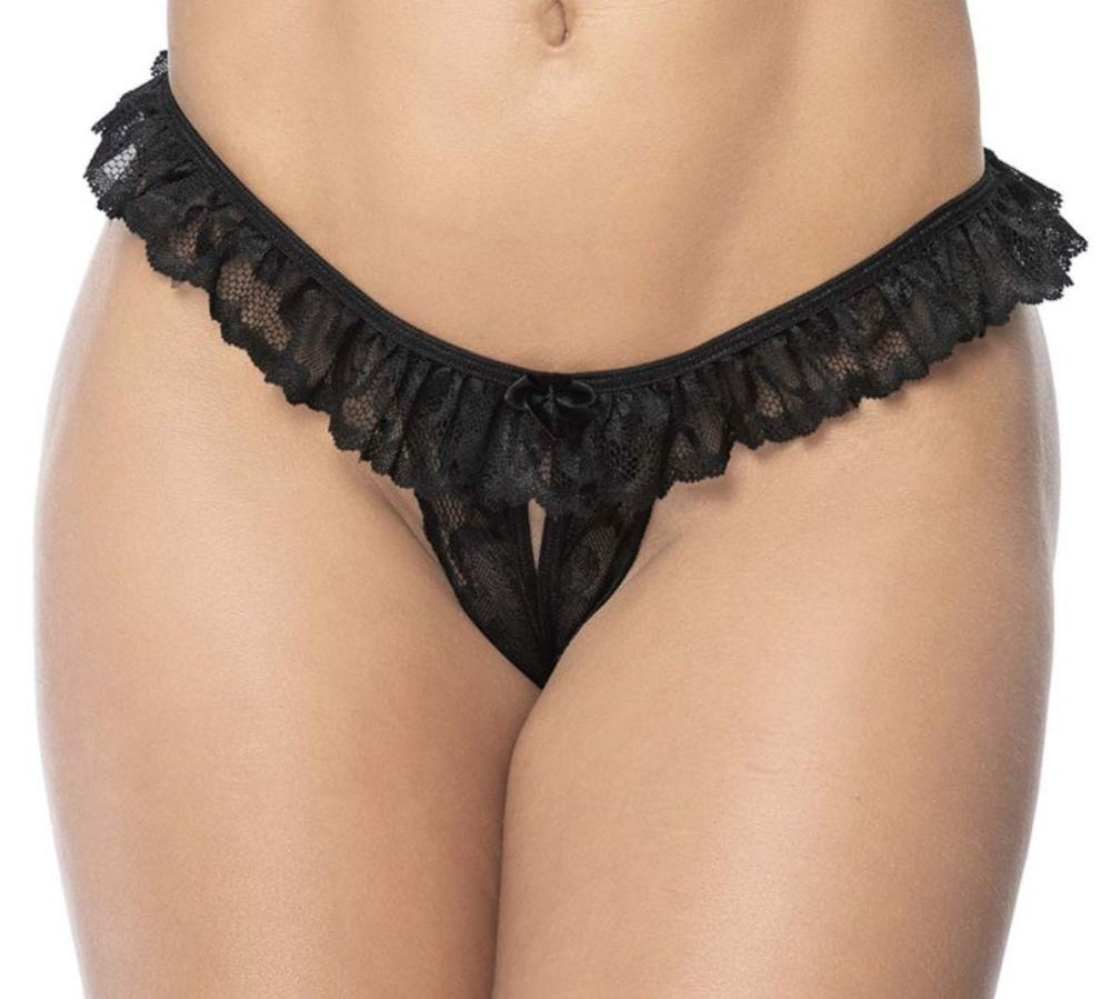 Braguita sexy de encaje Ruffle - calzon con obertura - pantys - lenceria sexy mujer