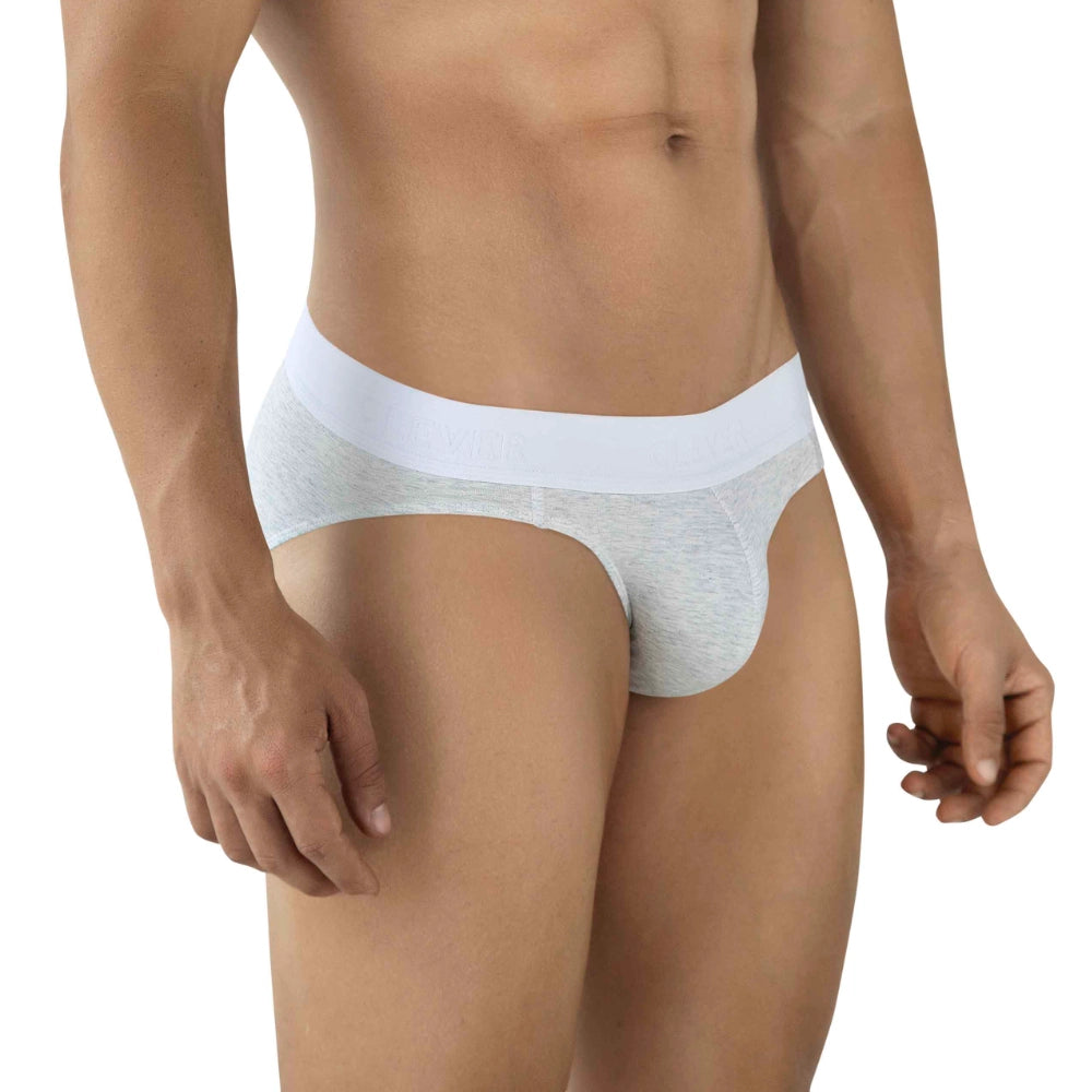 lenceria clasica - brief - gris - prenda de algodon - pretina elasticada - lenceria anatomica - modelo basico - lenceria de hombre - lenceria masculina - slip - calzoncillo - clever - dominame - sexshop domianme