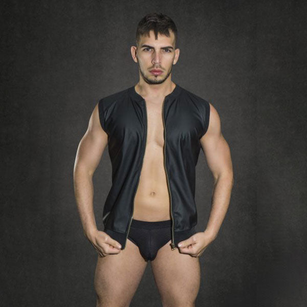 Chaleco Kinky Boy Mesh - chaleco de cuerina - sin mangas - chaleco erotico - chaleco erotico