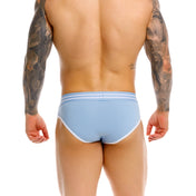 brief - lenceria - lenceria masculina - jor - modelo clasico - college - ribete blanco - lenceria corta - azul - celeste - blanco - dominame - exshop dominame 