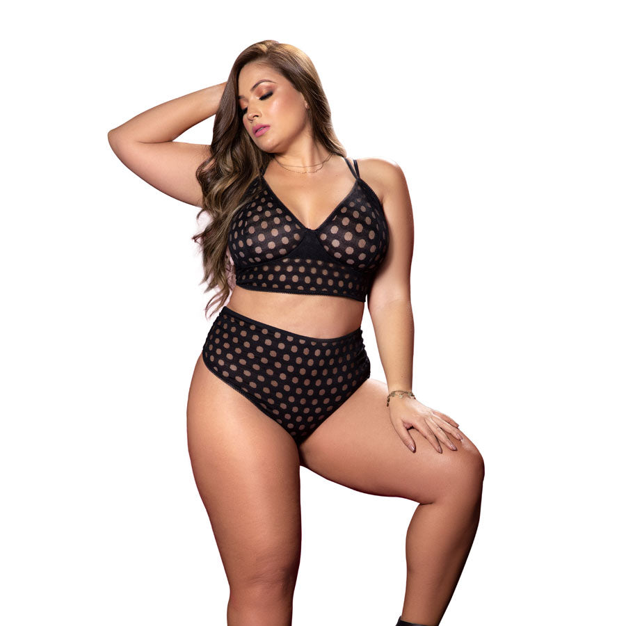 Conjunto Points Black - lenceria encaje xl - ropa interior femenina sexy - ropa intima para mujer