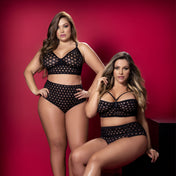 Conjunto Points Black - lenceria encaje xl - ropa interior femenina sexy - ropa intima para mujer