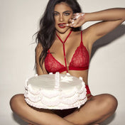 Conjunto de tres piezas Ruby - Lenceria sexy para mujer - ropa interior erotica - sex shop