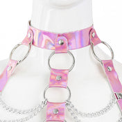 arnes - harness- harnes - brillante - cadenas - bdsm - rosado - plateado - brillante - dominame.cl - sexshop - estetico - femenino - pecho