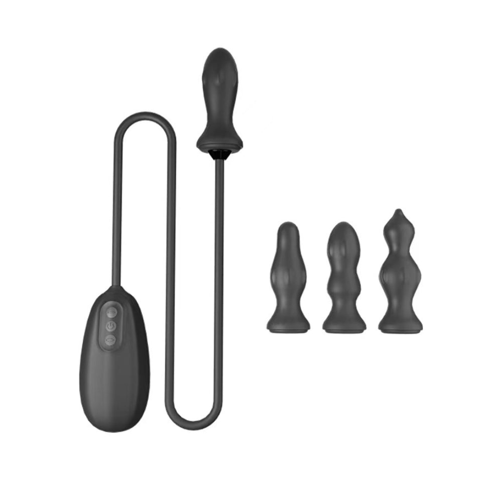 cuarteto de diversión - negro - inflable 
- vibrante - plug - anal - recargable - usb - juguete - sexual - silicona - dominame.cl