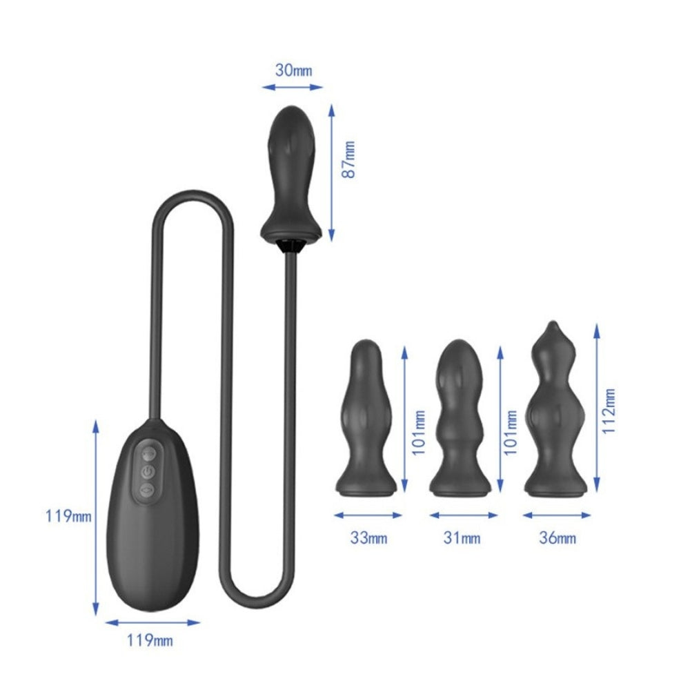 cuarteto de diversión - negro - inflable 
- vibrante - plug - anal - recargable - usb - juguete - sexual - silicona - dominame.cl