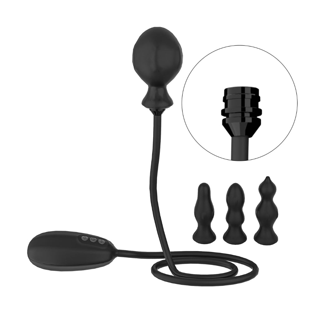 cuarteto de diversión - negro - inflable 
- vibrante - plug - anal - recargable - usb - juguete - sexual - silicona - dominame.cl