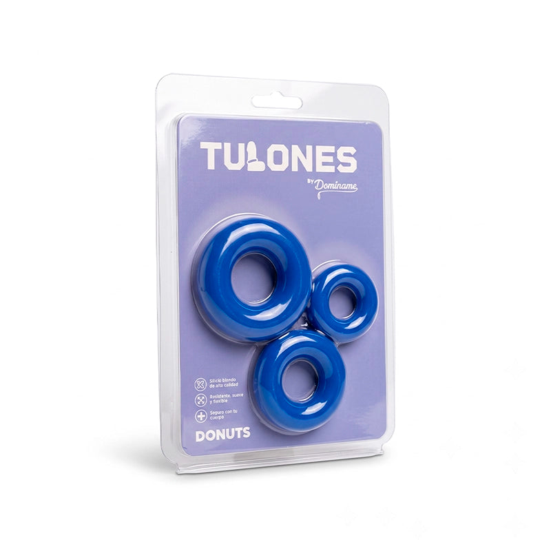 kit de anillos - cockring kit - 3 anillos para el pene - silicona liquida - azul - textura extra blanda - mejora la ereccion - potenciador de ereccion - retardante de eyaculacion - anillo testicular - anillo para el tronco del pene - estirable - facil de usar - facil de poner - fetiche - talla s  talla m - talla l - domianme- tulones - sexshop dominame
