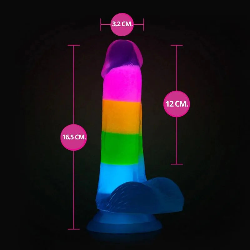 Dildo - Glow in the Dark - neo elite - blush - Rainbow - consolador - dildo realista - sexshop - dominame - BL 82409