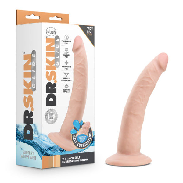 Dildo Autolubricacion Dr. Skin Glide 7.5 Vanila - dildo realista - dildo con ventosa - consolador - juguetes sexuales - sexshops 
