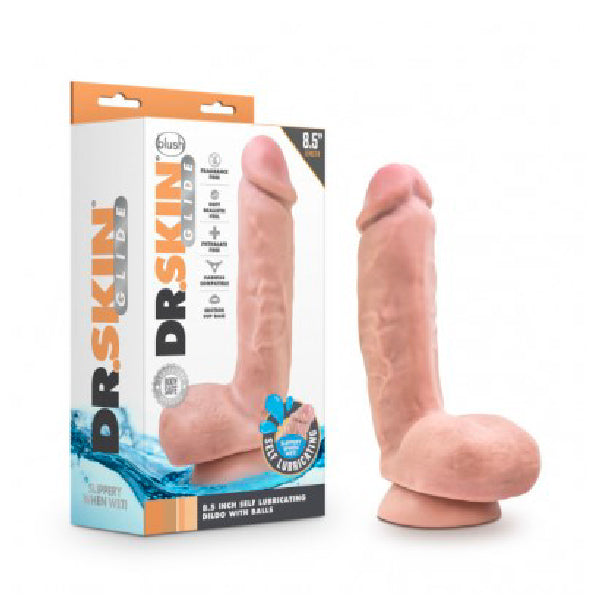 Dildo Autolubricacion Dr. Skin Glide 8.5 Vanilla - dildo realista - dildo con ventosa - con lubricante - pene de juguete - tienda sexual - consolador