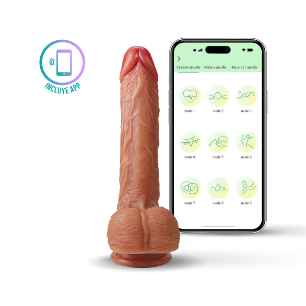 Dildo la potencia de roco - sexshop - dominame - movimiento - dildo - vibrante - calor - app - realista - textura - glande - recargable - ventosa 