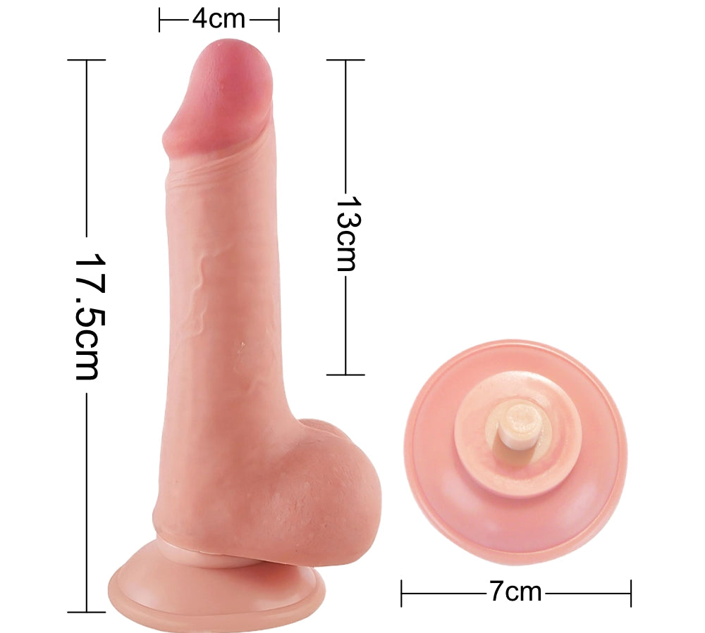 Dildo realista - textura de piel - TPE - pene de goma - pene de silicona - dildo con testiculos - color beige - consoladores realistas - fantasia - juegos de rol - ventosa extraible - dildo arqueable - prepucio retractil - venas marcadas 